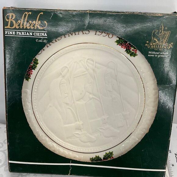 Belleek Christmas 1996 Collectors Plate Fine Parian China Holiday Decor - Picture 2 of 6